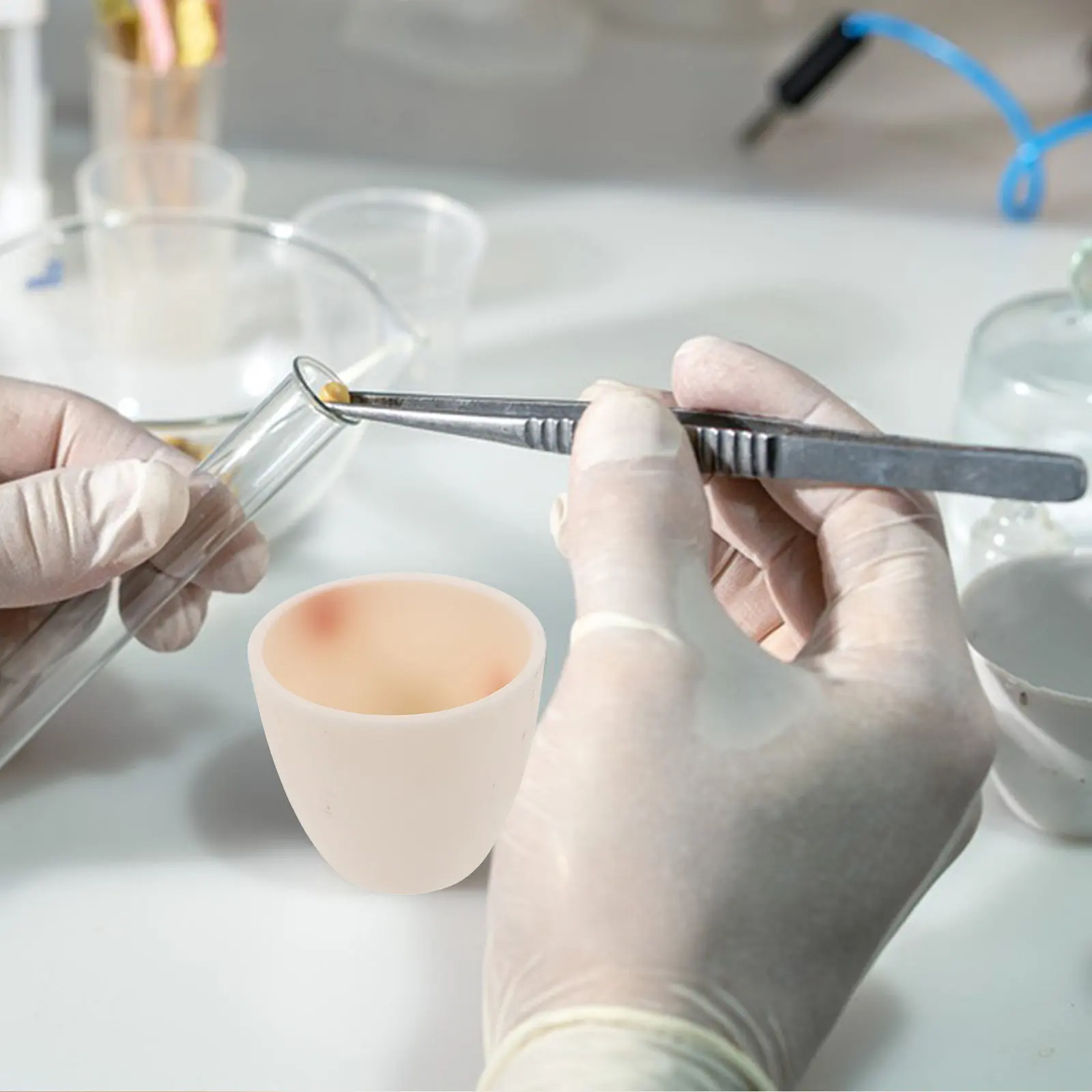 40ml Ceramic Crucible for Lab Analysis – Curved Shape, Wear-Resistant, Smooth Surface, Easy to Clean