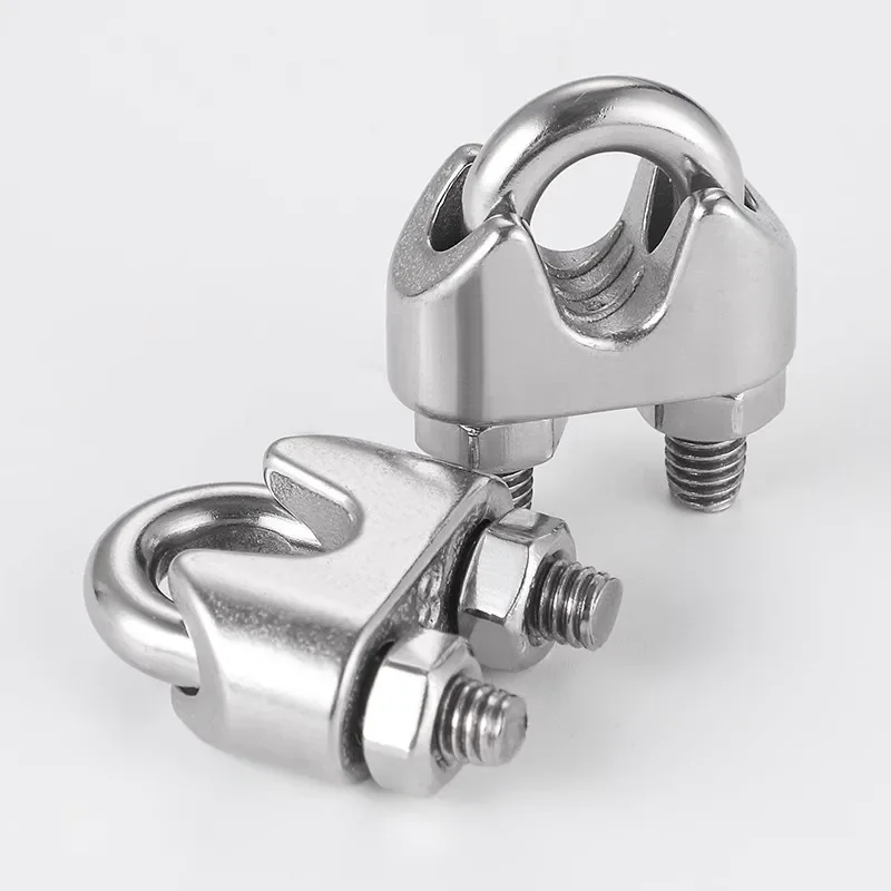 1/4/10PC Silver A2 Stainless Steel U-Bolt Type Wire Rope Clip M2 M3 M4 M5 M6 M8 M10 M12mm Clamp Bolt Household Hardware Working