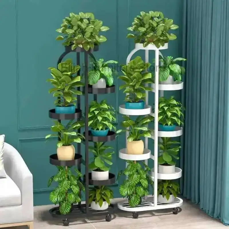 리빙 랙 현대 프랑스 룸 발코니 미학 모바일 실내 꽃 랙 장식 디자이너 Plantenrek 홈 가구