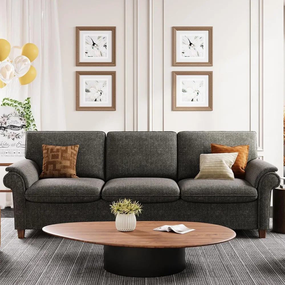 

Comfy Sofa Couch With USP Port Home Furniture Gray Chenille Extra Deep Seats Modern 3 Seater Sofa 89 Inch Living Room Sofas
