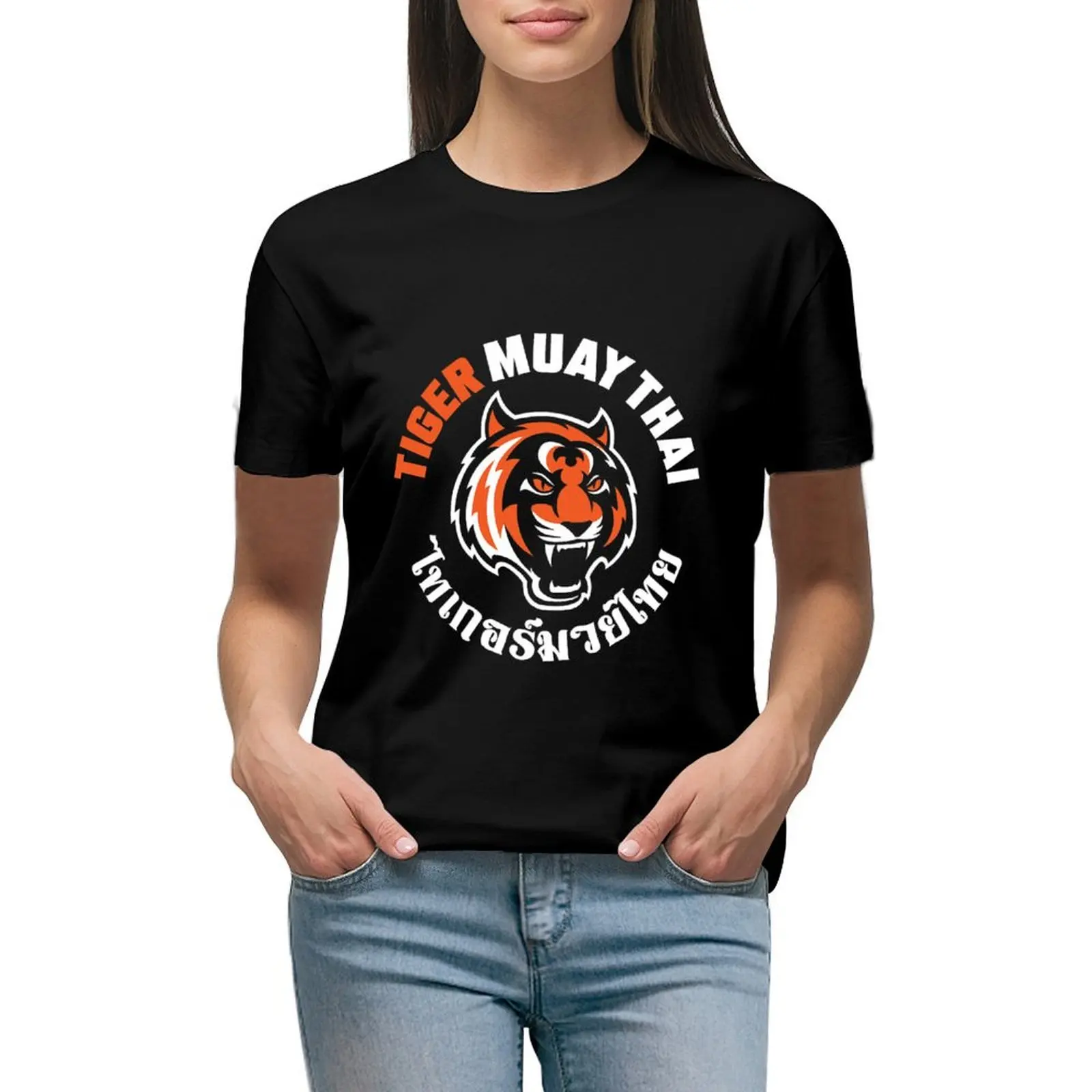 

Tiger Muay Thai T-shirt cute clothes summer tops graphics cat shirts for Women