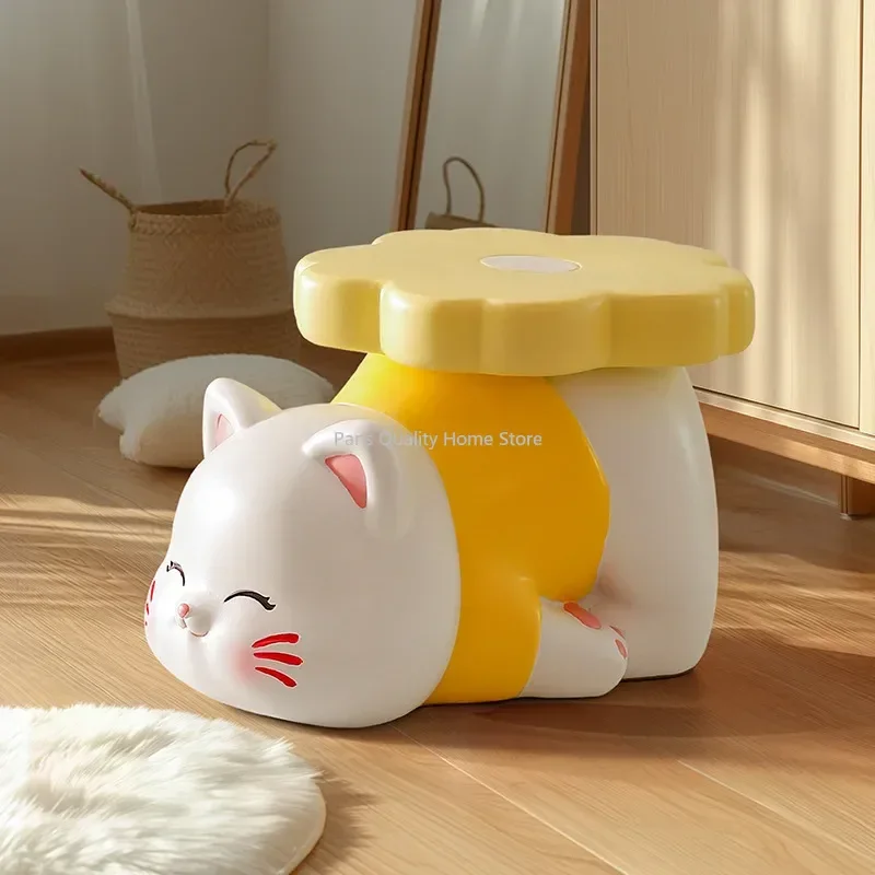 New Creative Sakura Cat Entry Door Shoe Stool Living Room Coffee Table Side Children Low Stool Household Decoration