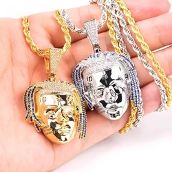 Hip Hop Rap Rapper Xxx Tentacion Pendant Necklace Iced Out Crystal Pendant Fashion Cool Jewelry Gifts for Men