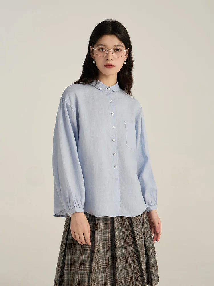 

Женская дышащая рубашка Gansen из чистого хлопка с рукавами-фонариками, модный топ во французском стиле, хлопковая рубашка с длинными рукавами и застежкой на пуговицах