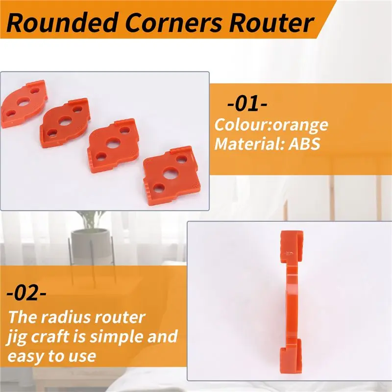 Y42A-4Pcs Woodworking Router Corner Radius Templates Jig R5 To R40 Routing Curved Corners Milling Circular Radian