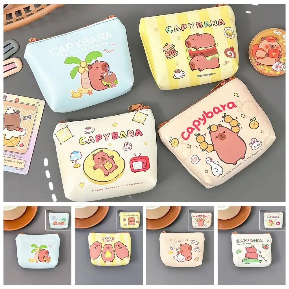 Durable Cute Capybara Coin Purse Portable Korean Style Change Bag Zipper Design Multifunction Card Bag Earphone Organizer