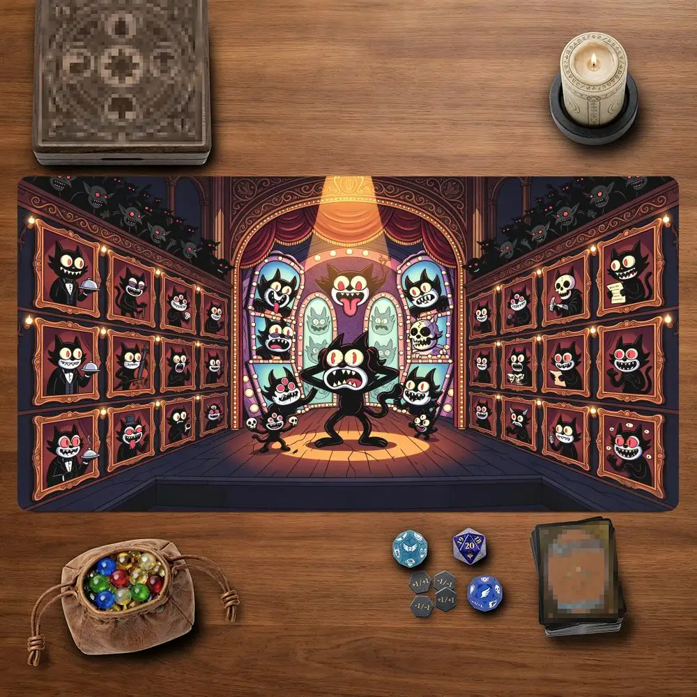 Spooky Creepy Black Cats MTG&TCG Tabletop Game Mat Magic Party Playmat Durable Rubber Games 35X60cm Mouse Pad Offices Desk Mats