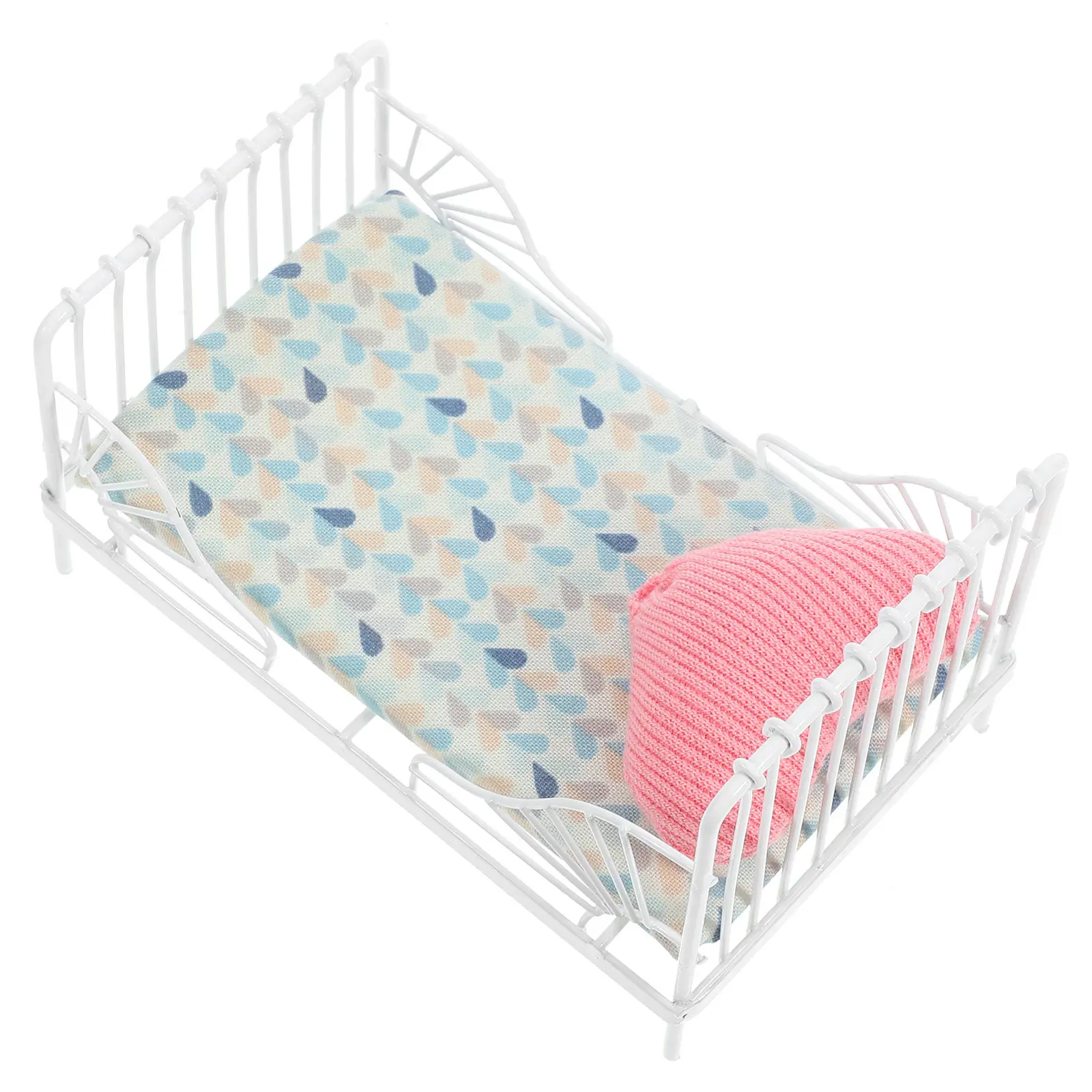 

1Set Mini Iron Bed Pillow Vintage Style Miniature Furniture for Dollhouse Bedroom Accessory Mini House Decoration