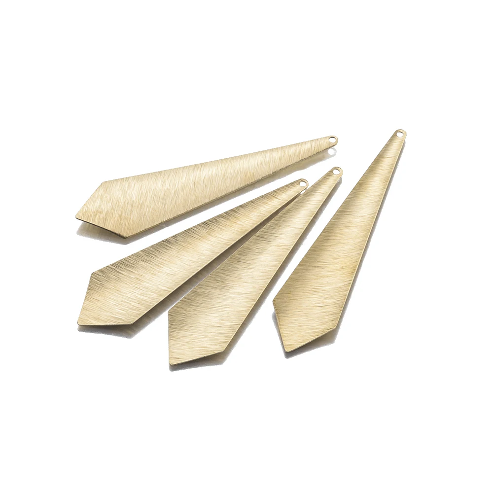 10Pcs Raw Brass Textured Geometric Triangle Charms Arrowhead Shaped Bar Pendant For Diy Earring Necklace Jewelry Making Findings