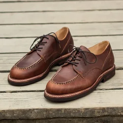 Official Design Derby Shoes Men Low-Top Goodyear-Welted Business Real Cow Leather Shoes Dress Wedding Men's Boots