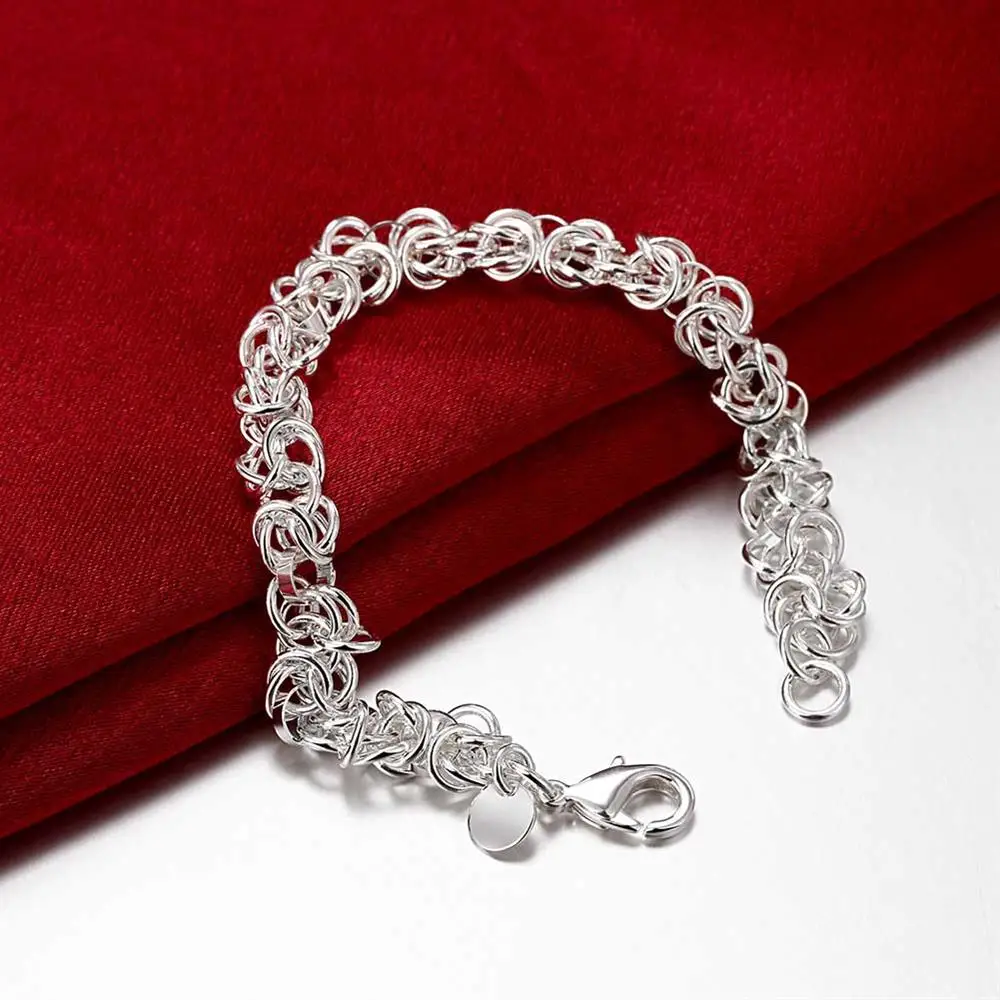 

Charms 925 Sterling Silver Classic Circle Bracelet For Woman Man Trend Wedding Party Gifts Fashion Noble Jewelry
