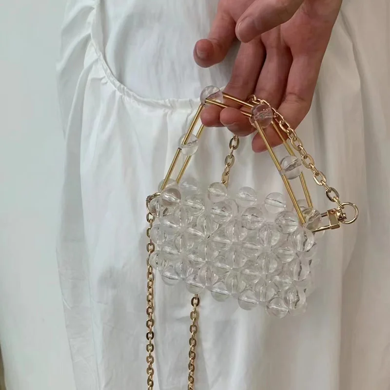 

TOBO Summer Mini Party Pearl Purses Handmade Holiday Travel Beach Bead Designer Bags Luxury High Quality Sweet Woven Ladies Bag