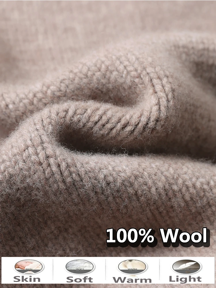 100%Wool Balaclava Hat for Women&Men Winter Soft Warm Hooded Scarf Cashmere Beanies Bonnet Neck Face Ear Protect Skullies Cap