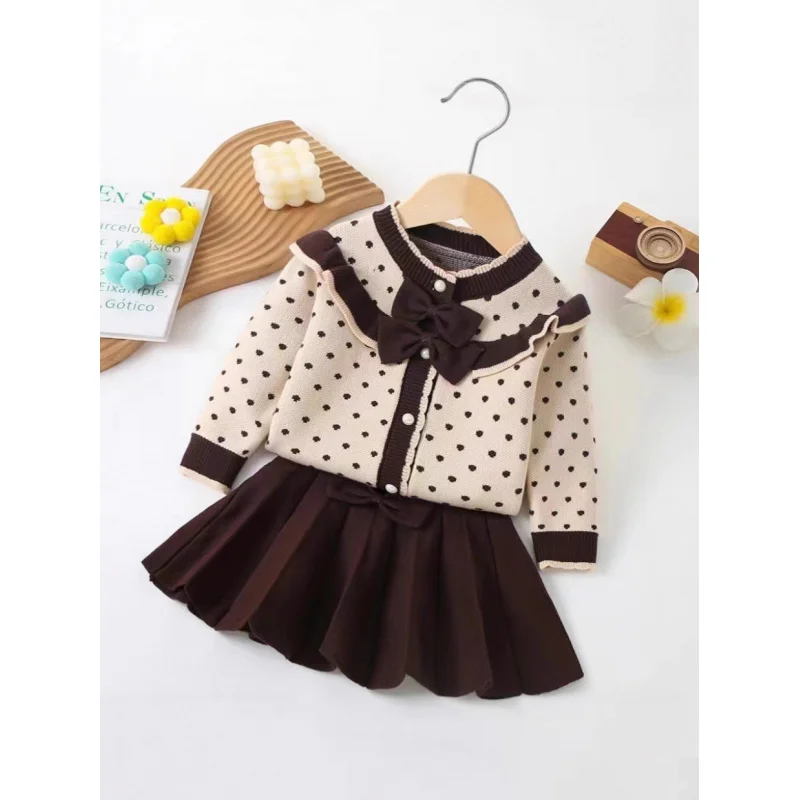 

Girls' Sweater Set Autumn Winter Base Shirt New Fashionable Baby Long Sleeve Girl Cardigan Knitted Sweater