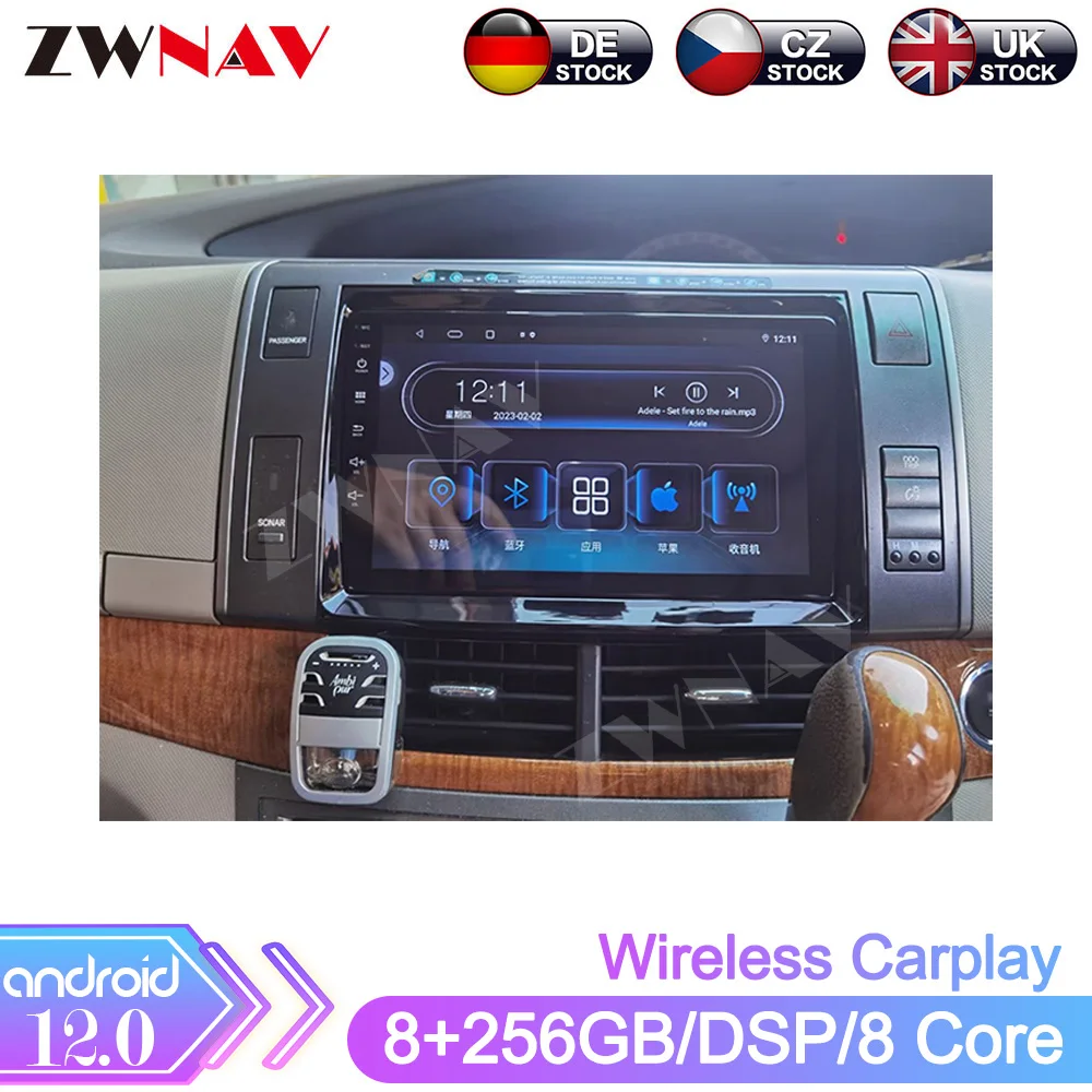 Android 12.0 8G+256GB Car Radio For Toyota Previa Carplay Video Multimedia Receivers Player Auto Navigation Stereo Head Unit DPS