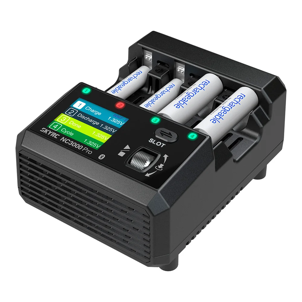 NEW SkyRC NC3000 Pro NiMH NiCd Battery Charger PD/QC AA/AAA Smart Battery Charger 4-slot LED Screen APP Control Charger Discharg