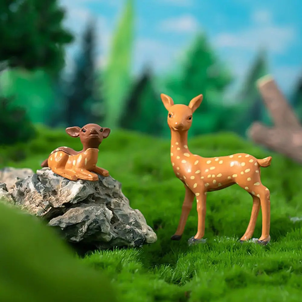 الإبداعية البسيطة الغزلان تمثال مصغر لطيف الحرف البلاستيكية سيكا الغزلان التماثيل واقعية المشهد الصغير الحلي ديكور المنزل #5