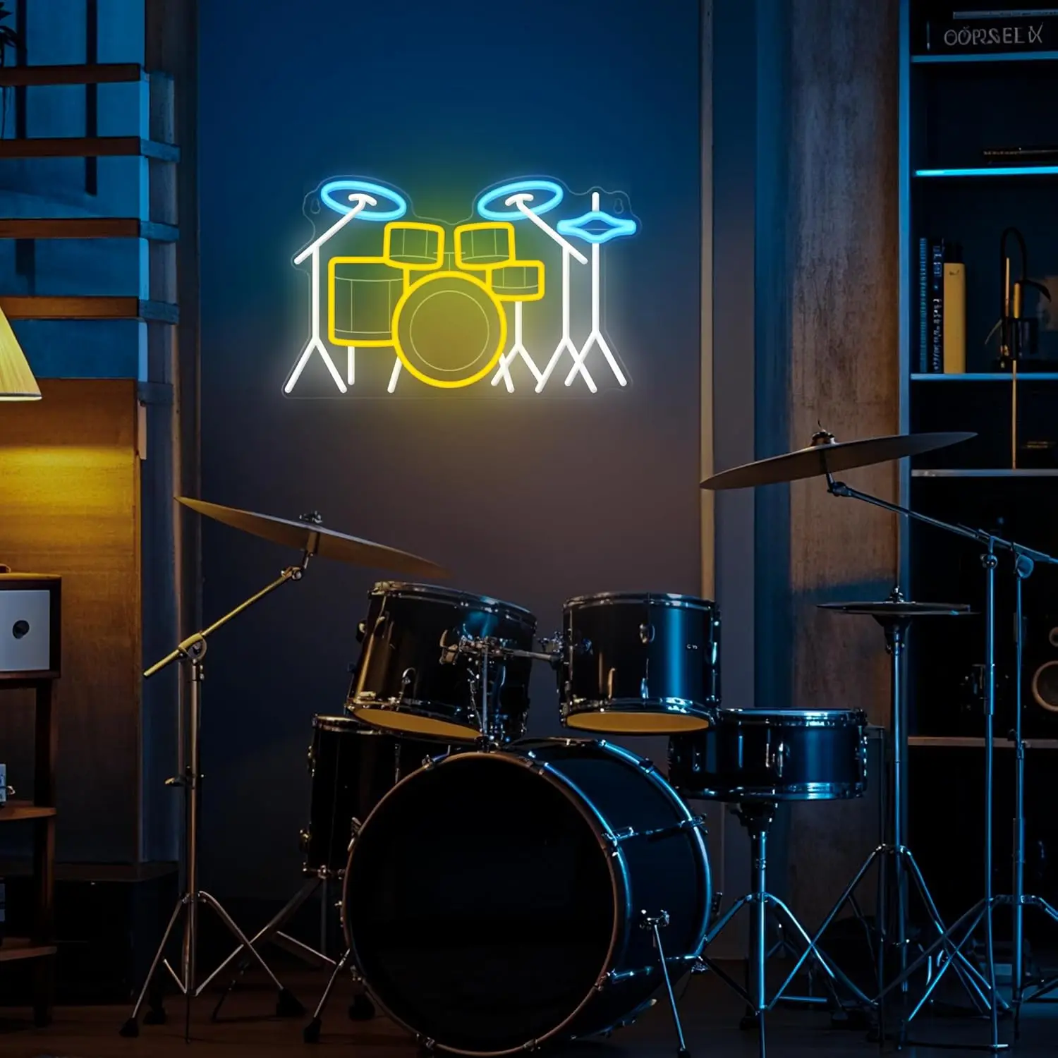 مجموعة طبلة ضوء النيون عكس الضوء LED الموسيقى النيون ضوء النيون USB لغرفة النوم غرفة المعيشة نادي الموسيقى استوديو ديكور هدية للطبول