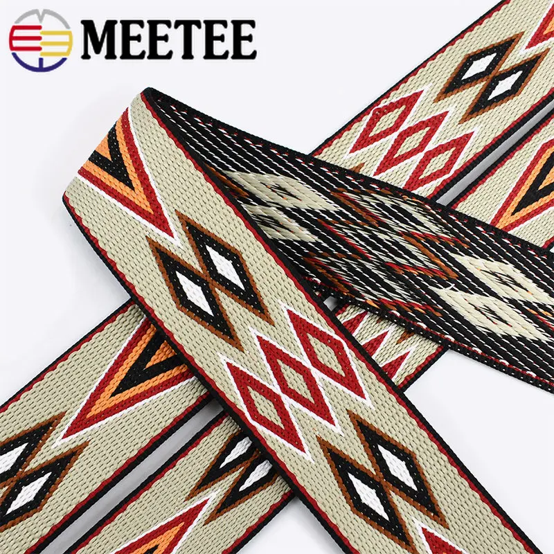 2Yards Meetee 38/50cm 2mm Thick Jacquard Ribbon Nylon Webbing for Bag Strap Belt Tape DIY Cloth Bias Binding Sewing Accessories