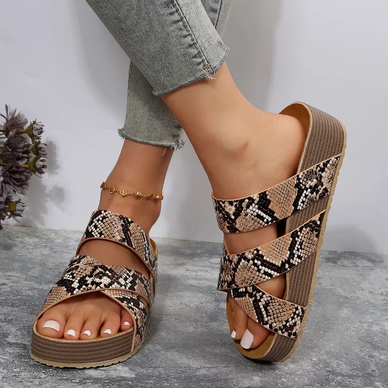 Fashion Flatform Cork Sandals Women Summer 2023 Non Slip Platform Clogs Slippers Female Thick Bottom Outdoor Slides Shoes Woman