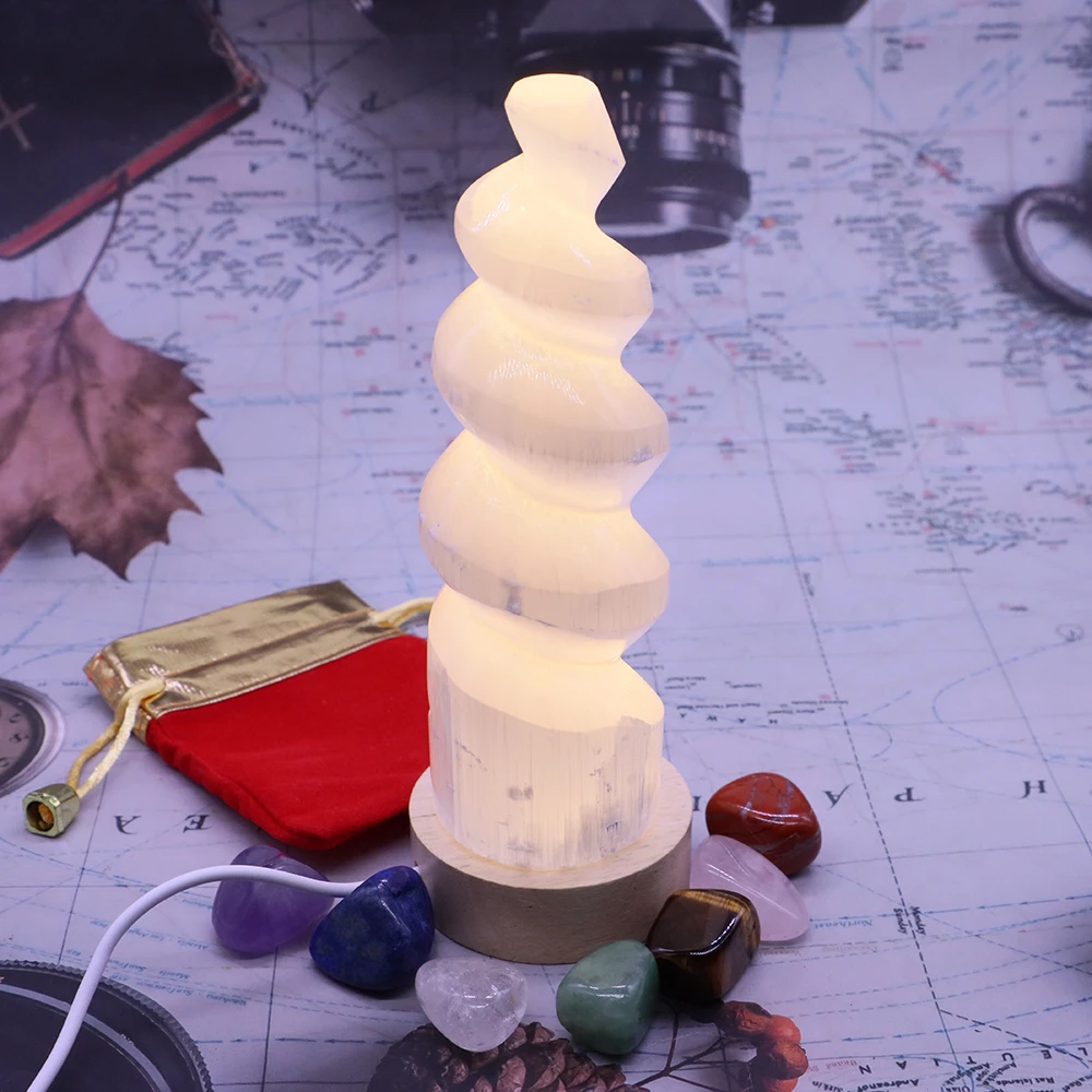 Natural Selenite Polished Crystal Tower Healing White Gypsum Tumbled Chakras Stone Energy Tower Simple Ornaments For Home Decor