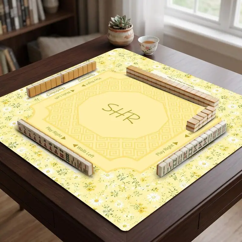 VIKAMA Cream Yellow Daisy Mahjong Mat Silent Shock Absorb Zoned Pad Warm Family American Mahjong Cover