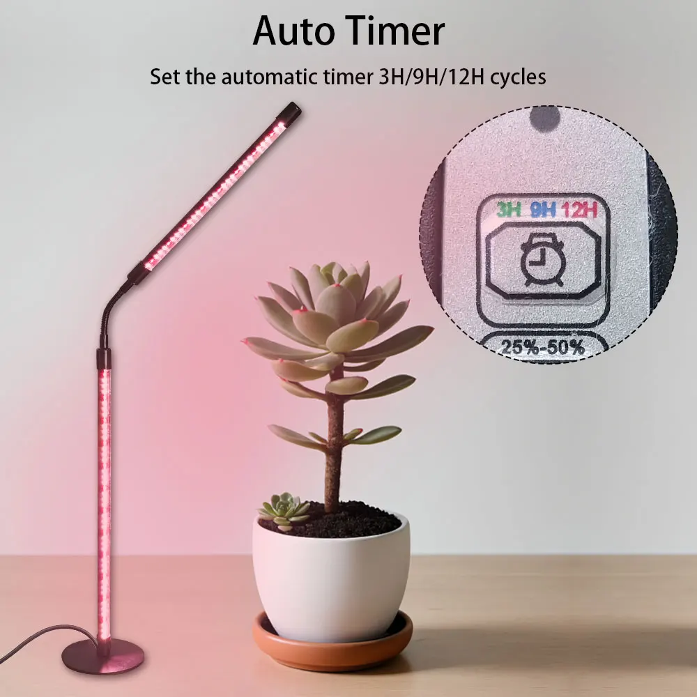 Grow Lights for Indoor Plants, Four Head LED Grow Light with Full Spectrum, Pink Red light Spectrum for Indoor Plant Growing