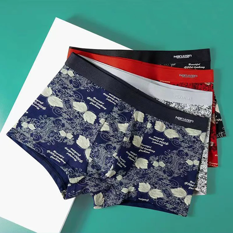 4Pcs Boxer Man Pack Underwear Men\'s Cotton Underpants Sexy Panties Male Short Homme U Convex Lingerie L-4XL Free Shipping
