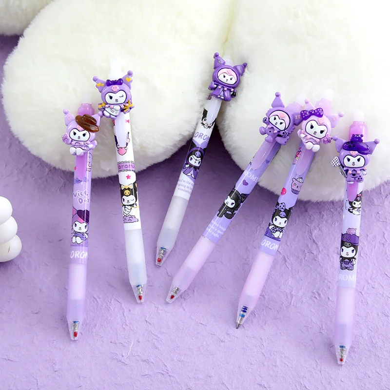

**6Pcs/lot Sanrio Kuromi Erasable Gel Pen Cute 0.5mm Blue Ink Neutral Pens Promotional Gift Office School Supplie
