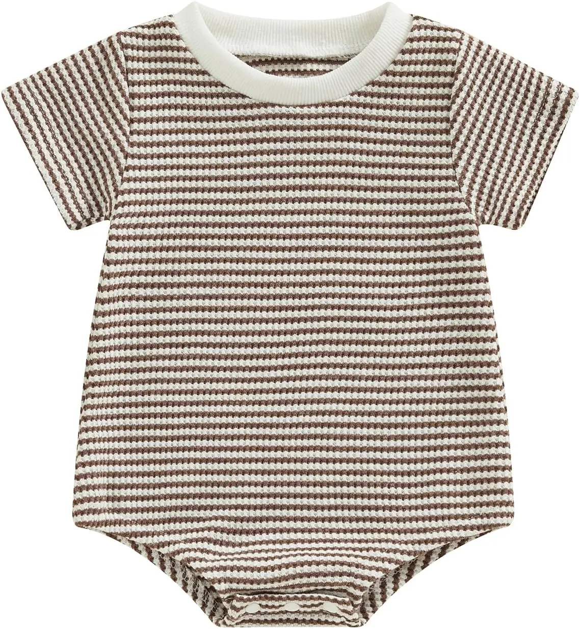 Unisex Baby Boy Girl Striped Romper Waffle Short Sleeve Bubble Oversized Romper Bodysuit Summer Onesie Clothes