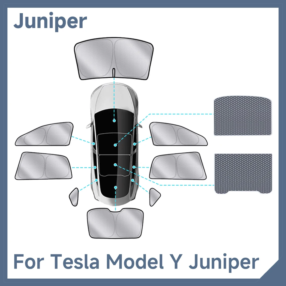For Tesla Model Y Juniper 2025 2026 Accessories SunShades Roof Sunroof Upgrade Graphene Windshield Sunshades Privacy Curtain