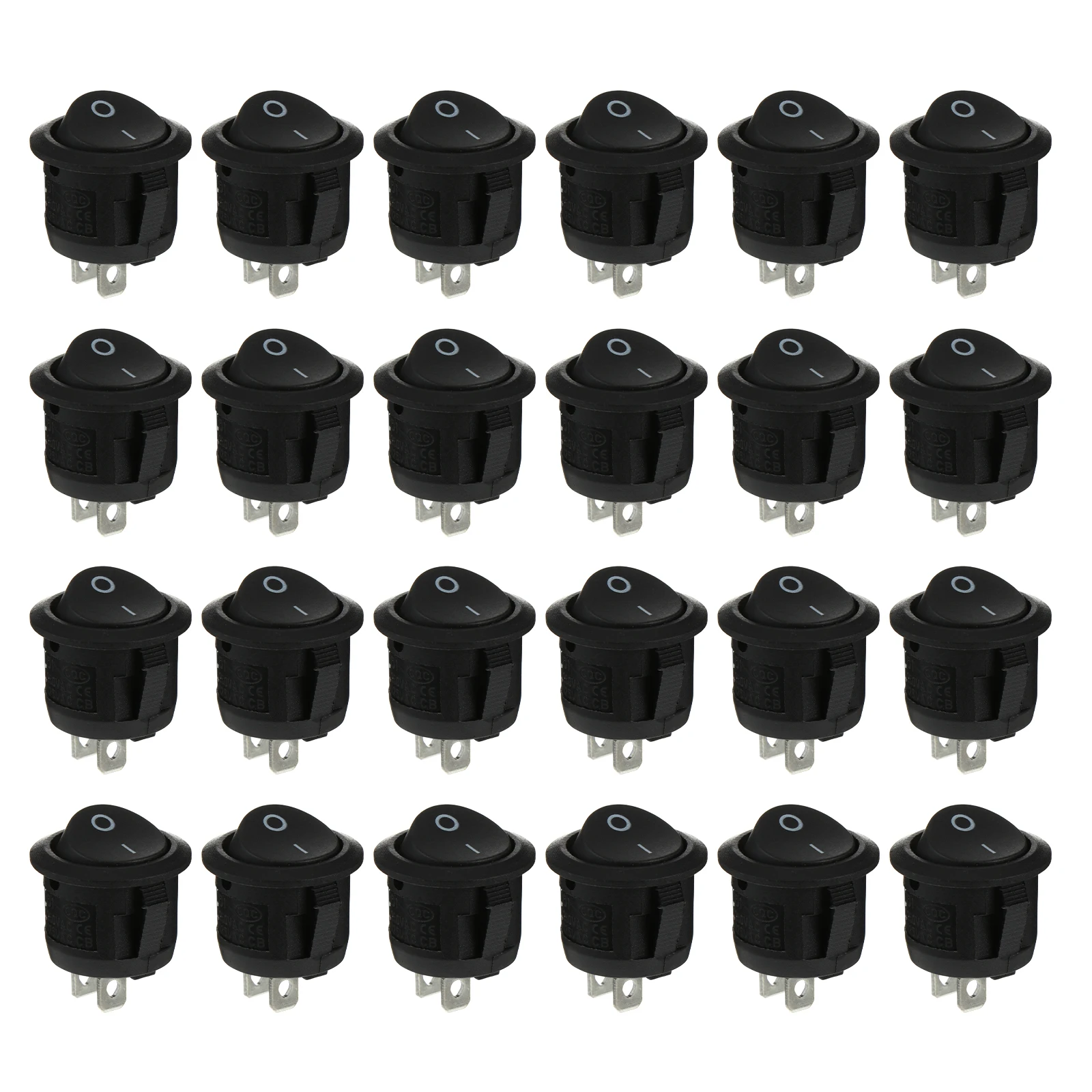 

24Pcs Rocker Switch Toggle On Off Boat Copper Switches Plastic Copper Lasting Easy Install Electronic Protect Replacement