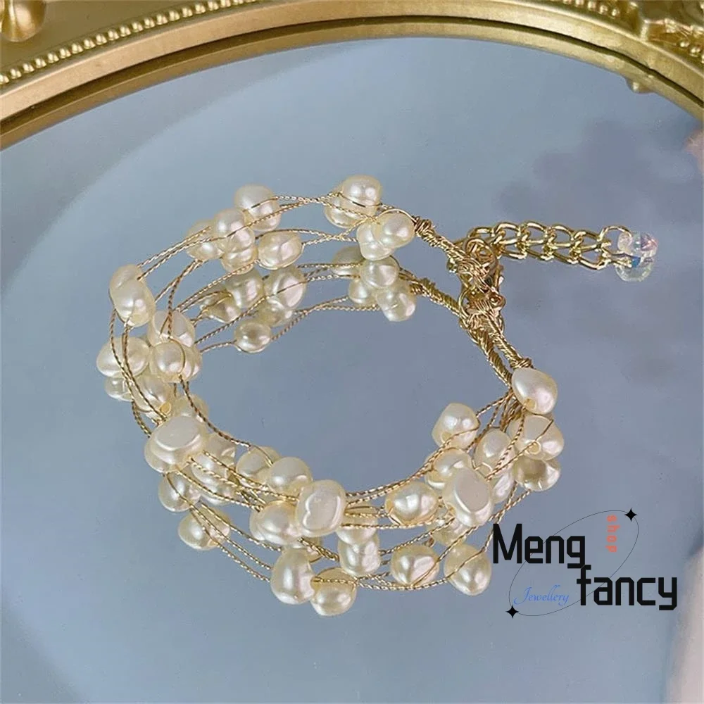 

New multi-layer imitation pearl bracelet for women light luxury with Baroque heavy industry bride hand jewelry