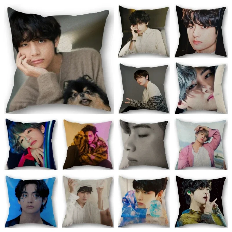 Kim Taehyung pillow wedding decorative cotton pillowcase home pillow cover 4545cm