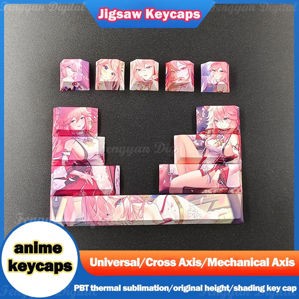 

12-key Keycaps Keyboard Decoration Beauty Keycap PBT Five-sided Sublimation Yuanshen Mechanical Key board Personality Key caps