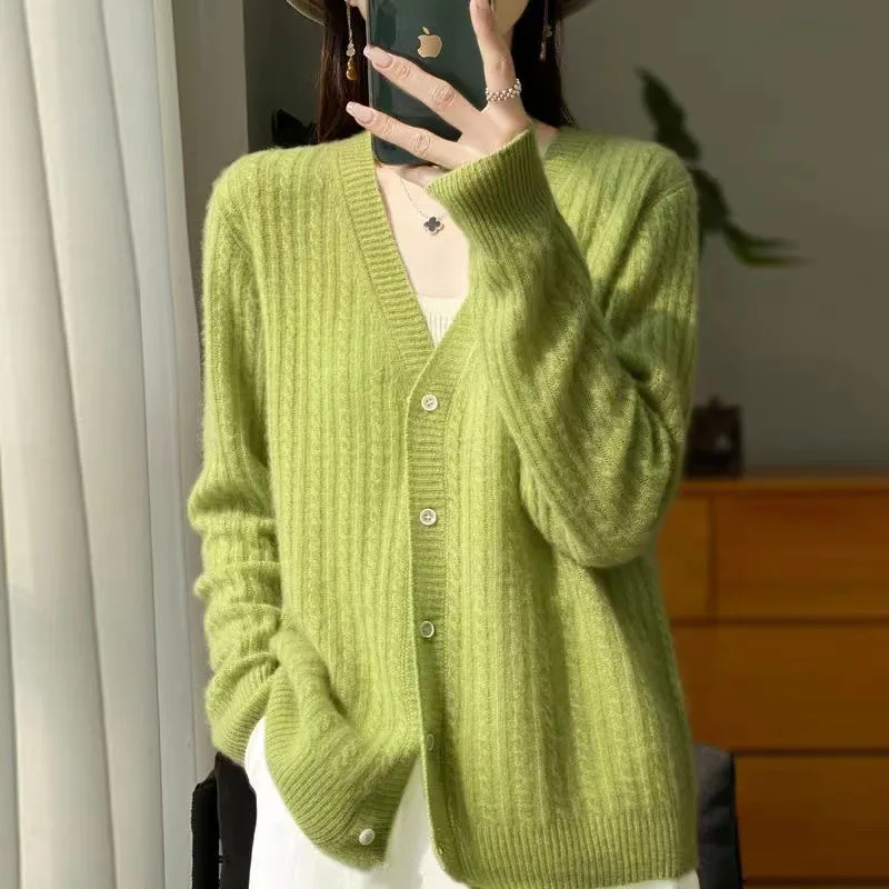 Cashmere Cardigan sweater Women V-Neck Cardigan Sweater Cashmere Soft Cardigan Sweaters Women 2024 Autumn Winter