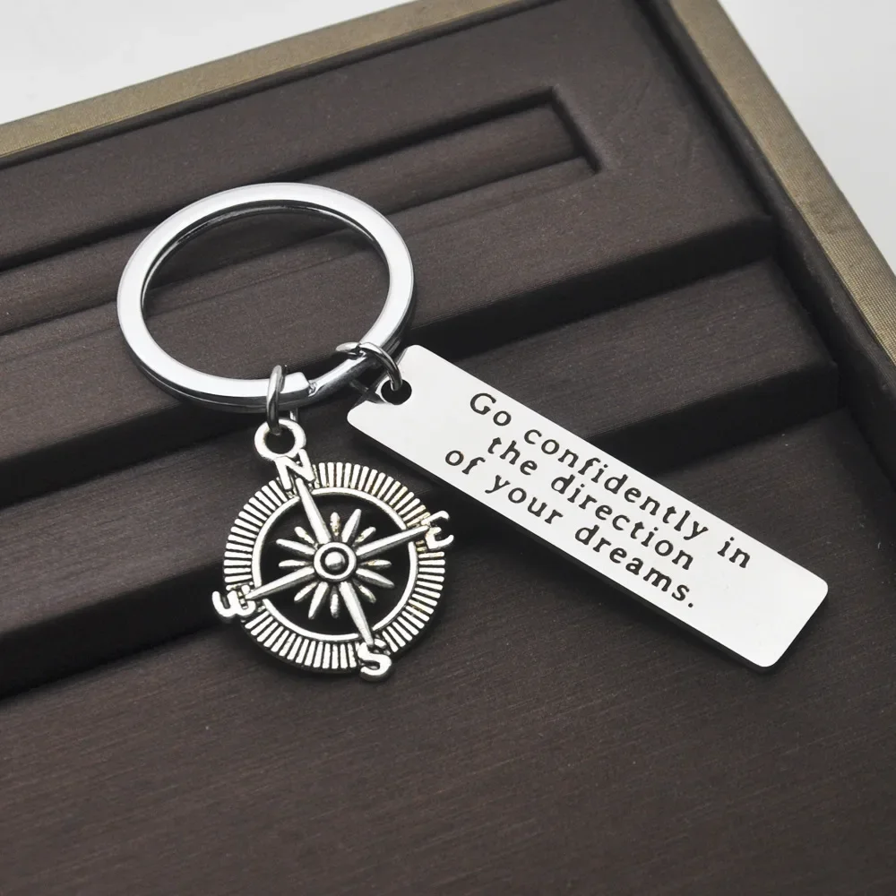 Hot Inspirational Graduation Gifts Keychain Pendant  Go Confidently In The Direction of Your Dreams Key Chain Keyring