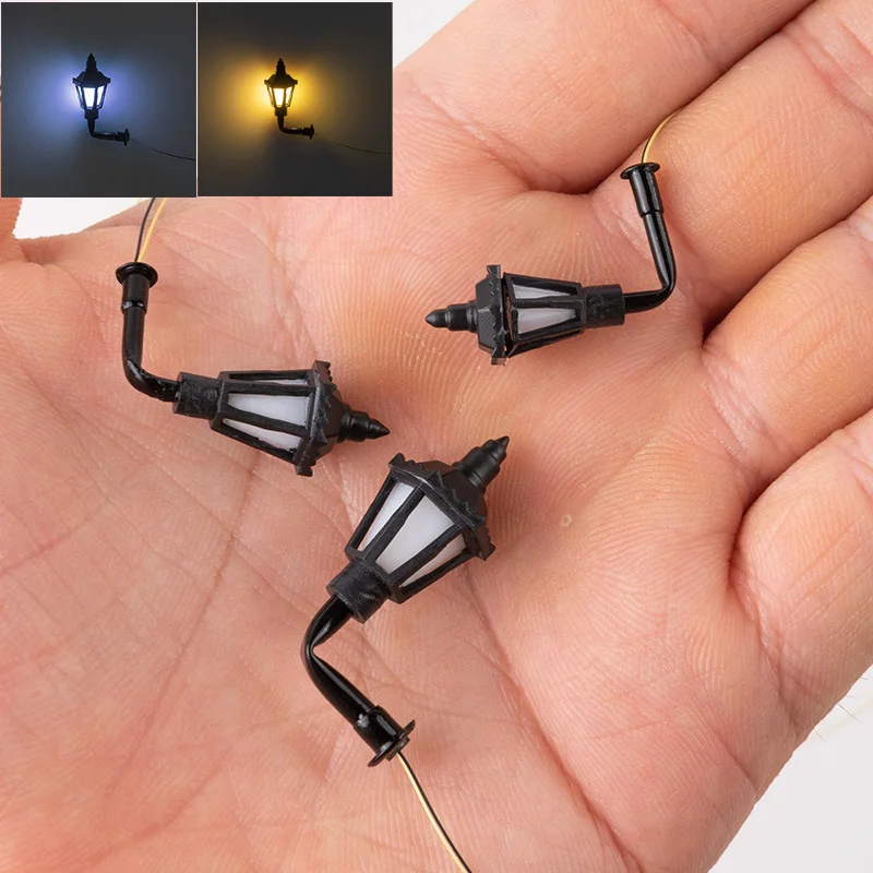 Miniature Wall Lamp/Led Light Model Kits for Making Building Sand Table Scene Lighting Materials Diorama Accessories 10Pcs