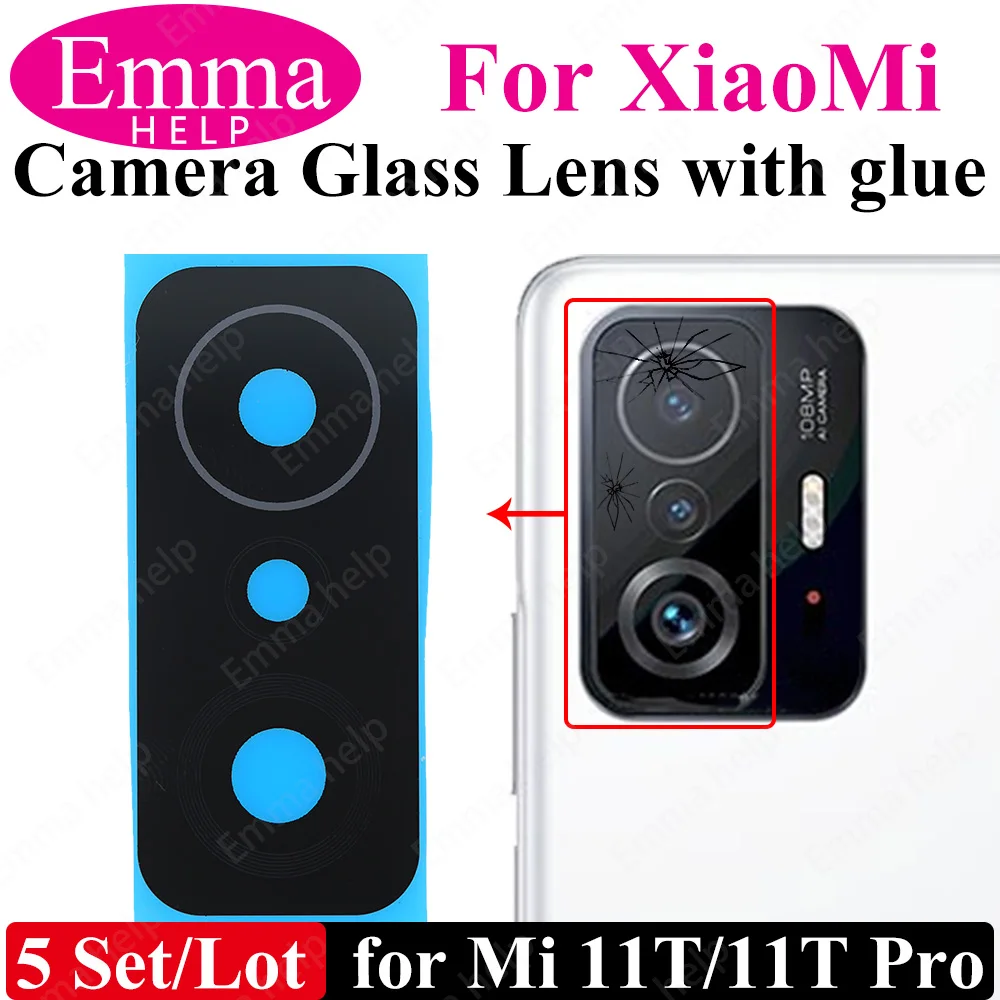 5Pcs Back Camera Glass Lens For Xiaomi Mi 12 Pro 11T 11X Pro Mi 11Lite 5G Mi 11 Ultra 9T 9 SE 10s Mi 11i 11X With Adhesive Glue