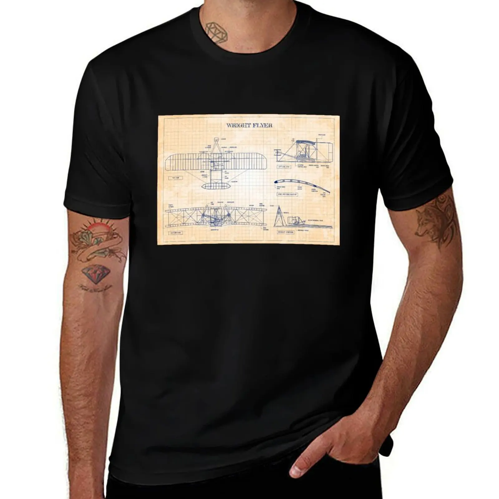 Wright Flying Machine (Old Blue Grid Version, 5 Figures) T-Shirt Casual Loose Fit Short Sleeve T-Shirt