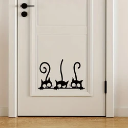1Pc Funny Black Cat Pattern Wall Stickers for Door Bathroom Bedroom Decoration Wall Decals Kids Home Decor