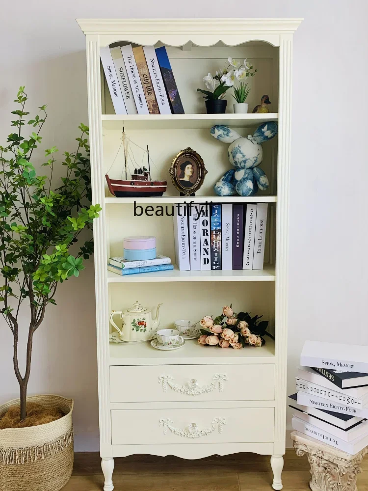 

French Bookcase Bookshelf and Storage Shelf Modern Pastoral Hand Office Display Rack Display Cabinet Pink