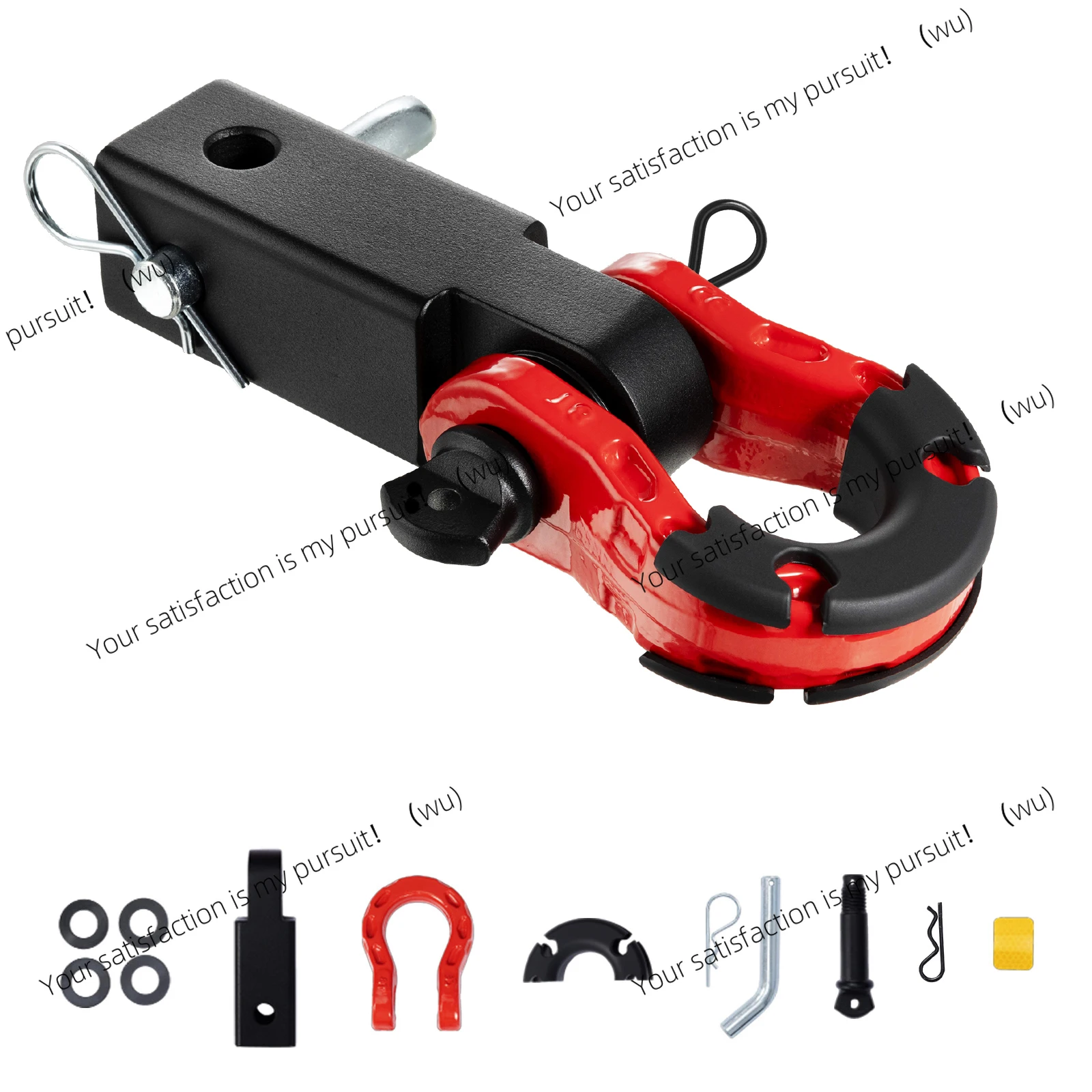 

Shackle Hitch Receiver Double Hole Recovery Shackle Block Powder Coat Hitch Pin D-Ring for SUV Trucks Jeeps Off-Road