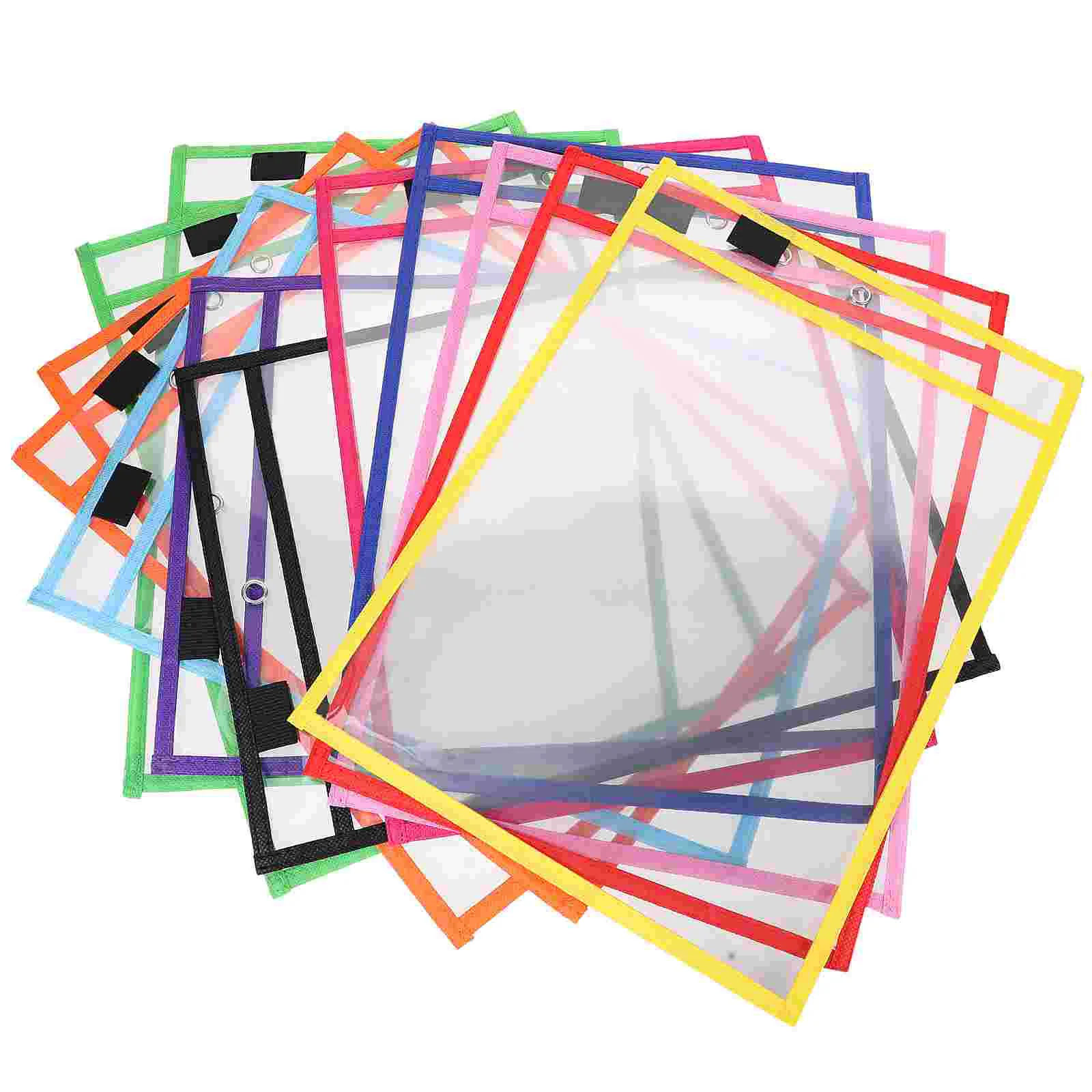 12 Pcs Write and Wipe Pockets Dry Erase File Holder 3450X2550X010CM Sleeves Resuable Child