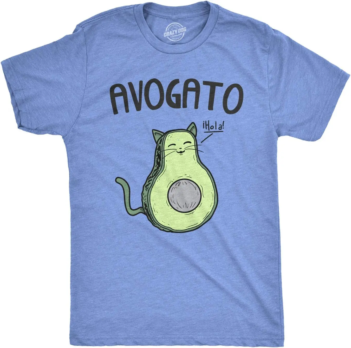 Mens Avogato Funny T Shirt Avocado Cat Tee Cute Cat Face Graphic Novelty Humor