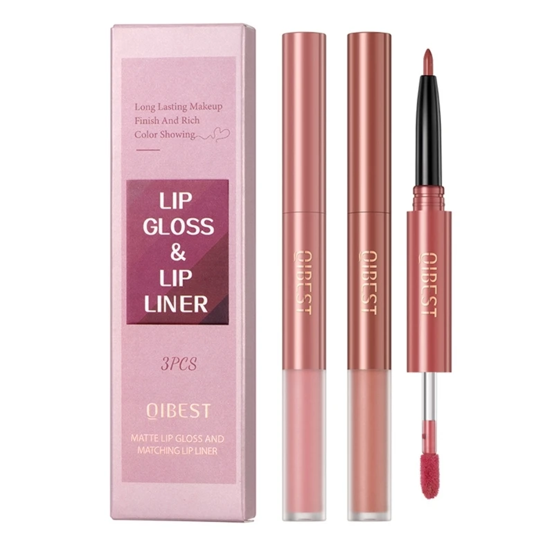 2Pieces Professional Waterproof Lipliner Pencil Smooth Natural Lip Liner Pen C1FF