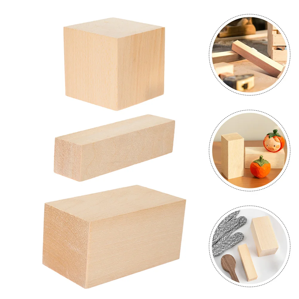 

6pcs Unfinished Basswood Blocks 2.5X1.5X0.8 Inch Natural Light Yellow For Diy Craft Carving Woodworking Projects Blank Wooden