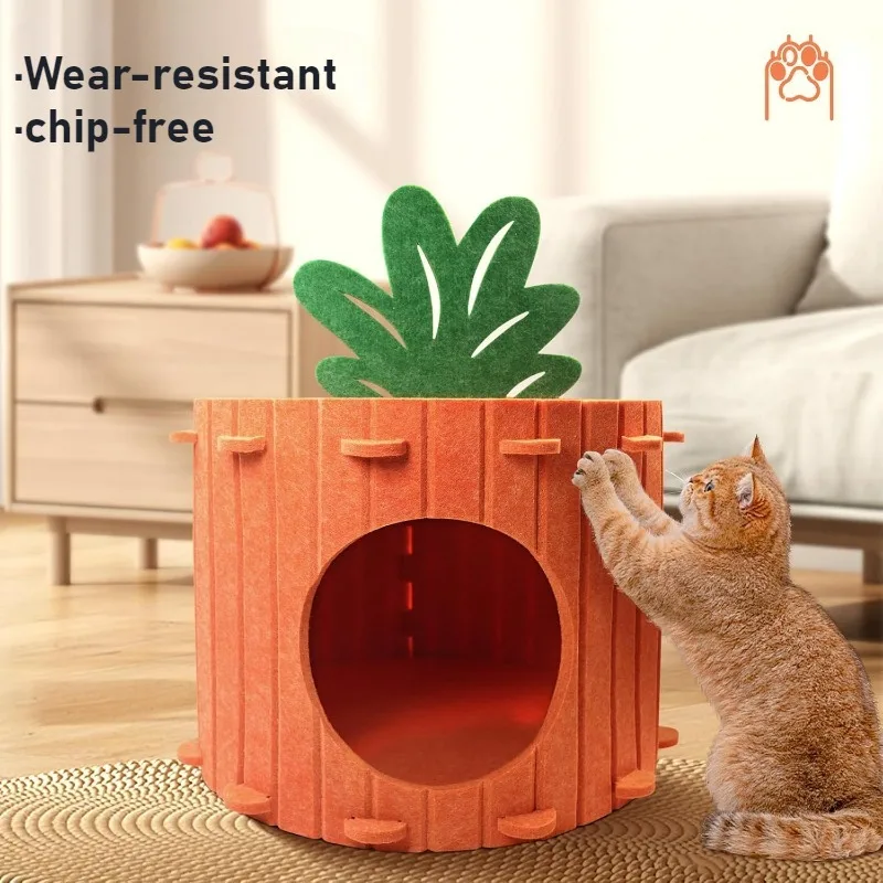 

Cat Bed Indoor Foldable Felt Cat Cave Tunnel Enclosed Bed Peekaboo Carrot Cats House for Pet Scratch Resistant Cats Condo
