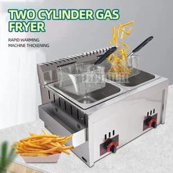 Freidora de doble Gas de acero inoxidable, máquina comercial para freír patatas fritas, Friteuse