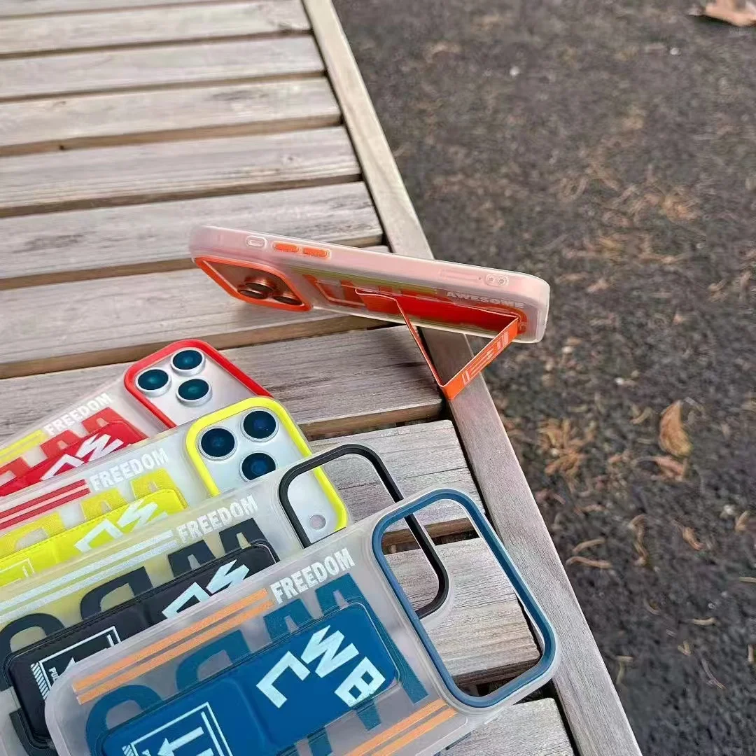 Luxo novo "marca na moda" estilo wbc puxar cinta suporte caso para iphone 17 16 15 14 13 pro max 17air à prova de choque fosco capa dura